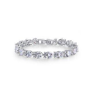Simple Bright Heart-shaped Cubic Zirconia Bracelet 19cm Silver - One Size