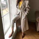 Puff-sleeve Double-breasted Trench Coat With Belt