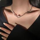 Rhinestone Layered Alloy Necklace Necklace - Silver - One Size
