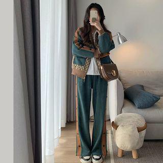 Button-up Striped Wide Leg Pants
