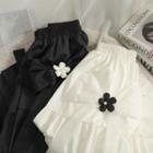 Ribbon & Flower Plain Midi Skirt