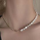 Freshwater Pearl Stainless Steel Necklace Gold - One Size