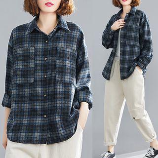 Plaid Shirt Plaid - Gray & Blue - Xl