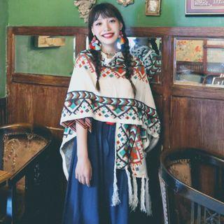 Patterned Shawl White - One Size