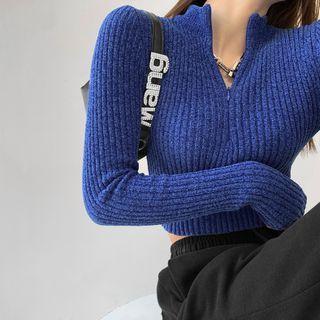 Half-zipper Slim-fit Cropped Sweater