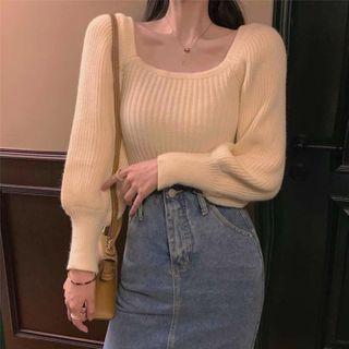Square-neck Sweater Off White - One Size