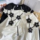 Flower-accent Peter Pan-collar Loose Shirt