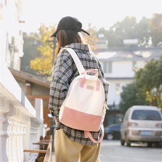 Color Block Zip Canvas Backpack