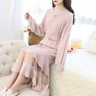 Maxi Mesh Panel Sweater Dress