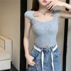 Plain Knit Cropped Top / Plain Knit Skinny Mini Dress