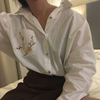 Floral Embroidered Oversized Shirt