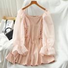 Lace-up Bell-sleeve Mini A-line Dress