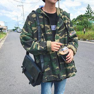 Hooded Camouflage Printed Jacket