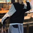 Mock Two-piece Color-panel Sweatshirt