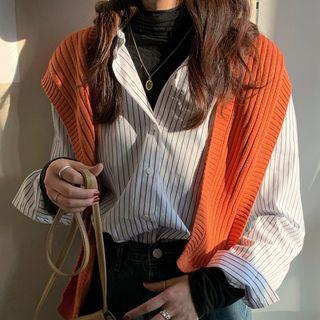 Long-sleeve Striped Shirt Shirt - Pinstripe - One Size