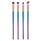 Set Of 4: Eyeshadow Brushes 4 Pcs - Purple Hair - Gradient - Blue & Purple - One Size