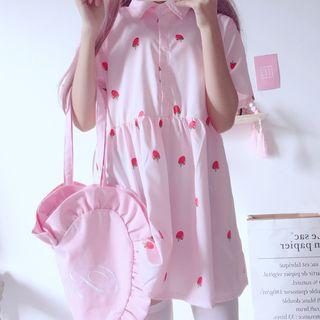 Short-sleeve Strawberry Print A-line Dress