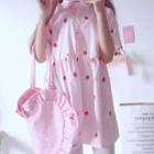 Short-sleeve Strawberry Print A-line Dress