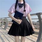 Bow Tie / Short-sleeve Shirt / Pleated Skirt / Set
