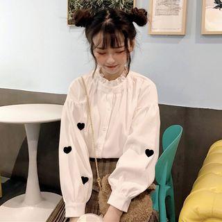 Long-sleeve Heart Applique Blouse