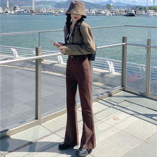 Plaid Cropped Blazer / Boot-cut Pants