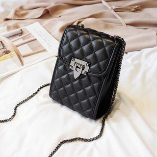 Quilted Flap Crossbody Bag Rhombus - Black - One Size