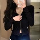 Long Sleeve V-neck Zip Top