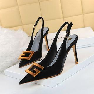 Metal Accent Pointed High-heel Sandals