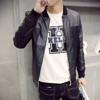 Lettering Faux Leather Jacket