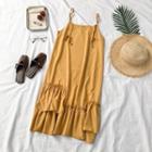 Spaghetti Strap Ruffle Hem A-line Dress