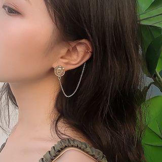 Alloy Coin Chained Earring 1 Pair - As Shown In Figure - One Size