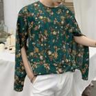 Long-sleeve Floral Cutout T-shirt