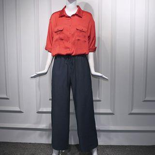 Pocketed Detail Shirt / Wide-leg Pants