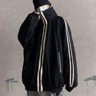 Long Sleeve Colour Block Striped Zipped Jacket