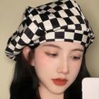 Check Beret Hat Black & White - One Size
