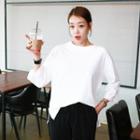 3/4-sleeve Fray-trim T-shirt