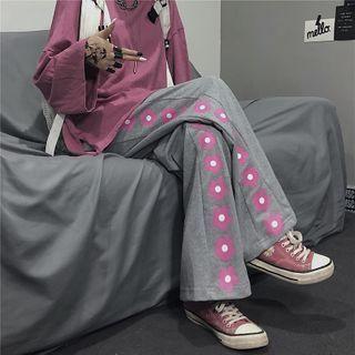 Flower Print Straight Leg Sweatpants
