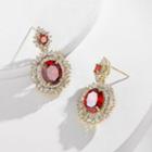 Rhinestone Drop Earring 1 Pair - Gold & Red - One Size