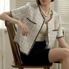 Fringed-piped Tweed Jacket White - One Size