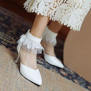 Mesh Panel Stiletto Heel Ankle Boots