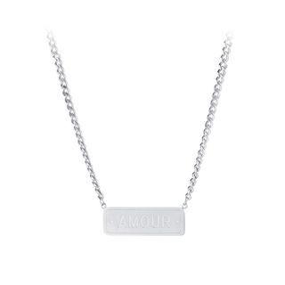 Simple Personality Geometric Square Brand 316l Stainless Steel Pendant With Necklace Silver - One Size