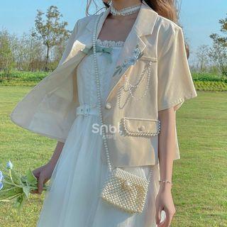 Short-sleeve Beaded Blazer