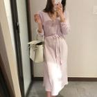 Wrap-front Tie-waist Knit Dress