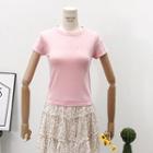 Embroidered Light Knit Top Pink - One Size