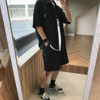 Strip Elbow-sleeve T-shirt / Cargo Shorts