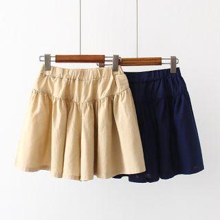 Band-waist Plain Wide-leg Shorts