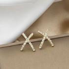 Cross Rhinestone Alloy Earring E3169-2 - 1 Pr - Gold - One Size