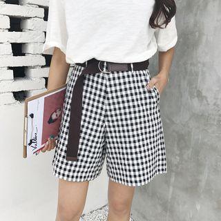 Gingham Shorts With Belt