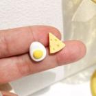 Egg & Cheese Resin Asymmetrical Earring 1 Pair - S925 Silver - Yellow & White - One Size