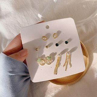 Set Of 5 Pairs: Stud Earring + Drop Earring 1 Pair - Summer & Spring - One Size